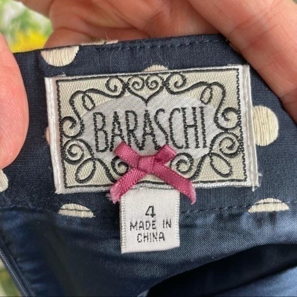 BARASCHI Navy Polka Dot Pencil Skirt 4 - Picture 3 of 16